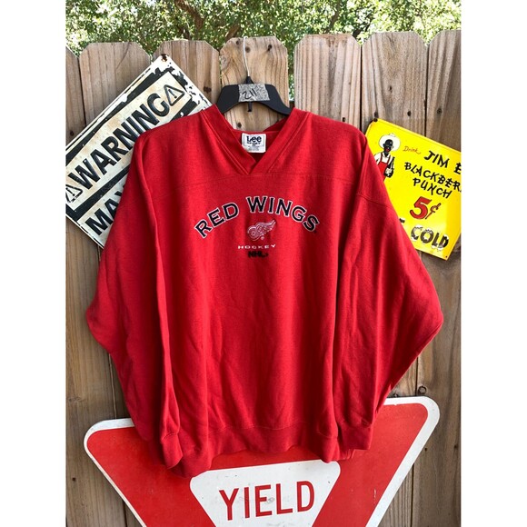 Vtg 90s Red Detroit Red Wings NHL embroidered Lee Sport sweatshirt hockey 2XL - Picture 1 of 7